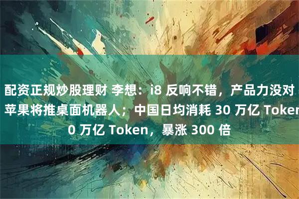 配资正规炒股理财 李想：i8 反响不错，产品力没对手；库克暗示：苹果将推桌面机器人；中国日均消耗 30 万亿 Token，暴涨 300 倍