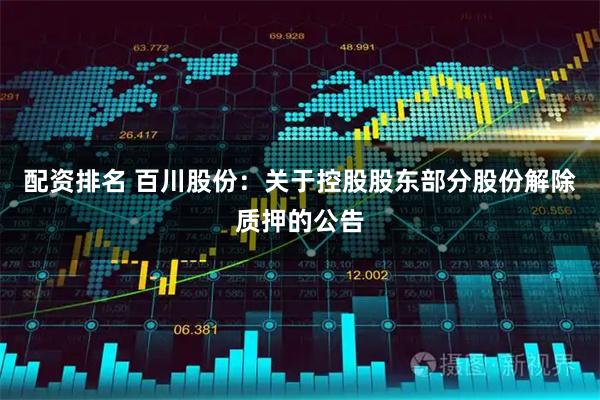配资排名 百川股份：关于控股股东部分股份解除质押的公告